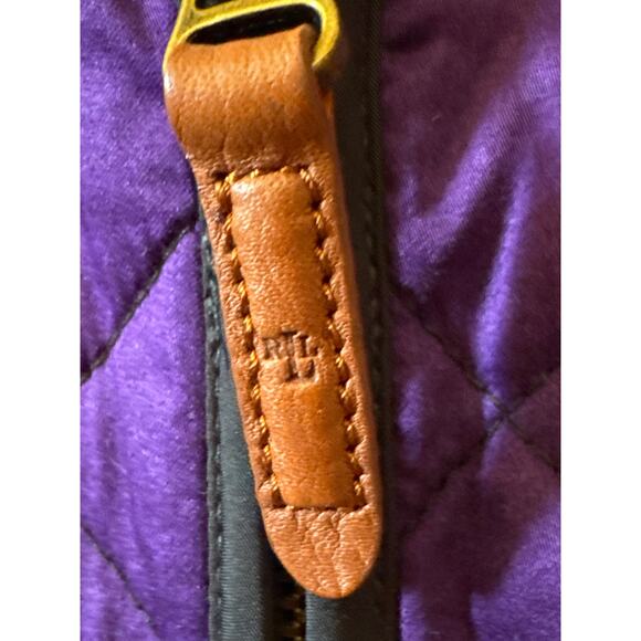 Lauren Ralph Lauren Black and Purple Quilted Vest with Gold Details - Picture 2 of 10